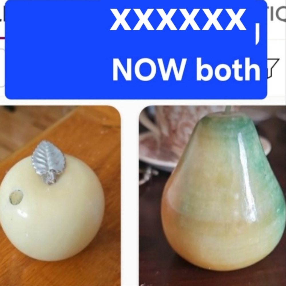 The original carved onyx apple statue from Germany w worm hole